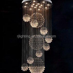 Project custom chandelier hotel lobby modern spiral stairwell crystal chandelier lighting