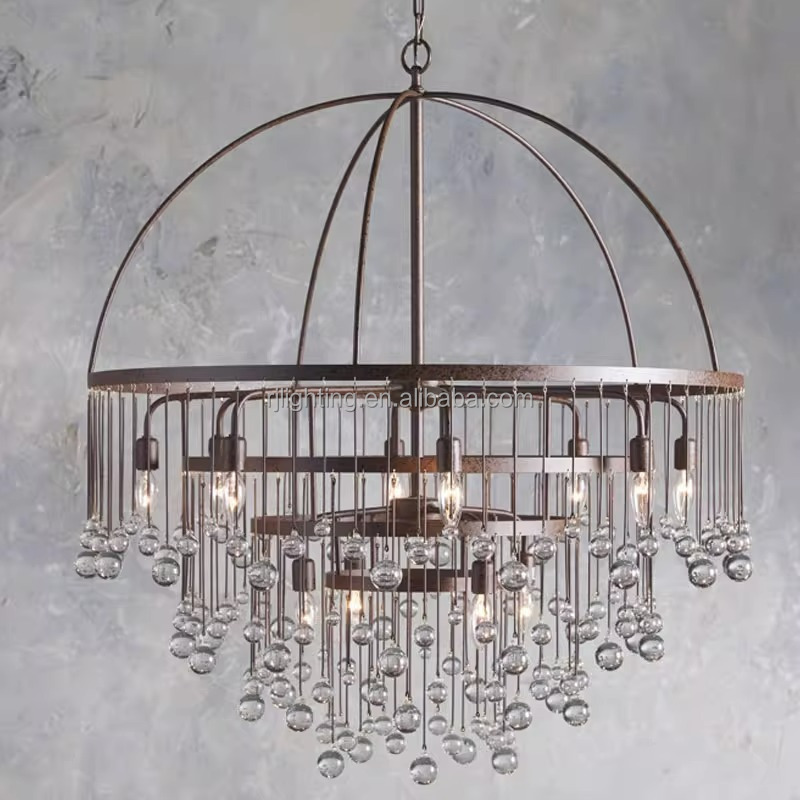 French country chandeliers ceiling home lighting living room villa k9 crystal decorative american style vintage chandelier