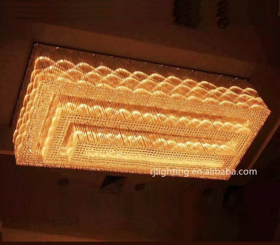 Custom Luxury large modern rectangular chandelier lobby banquet ceiling light hotel lamp