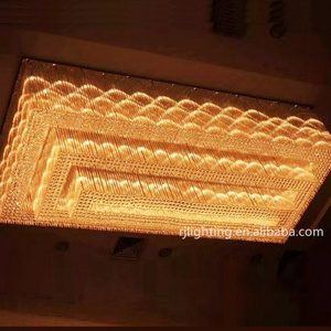 Custom Luxury large modern rectangular chandelier lobby banquet ceiling light hotel lamp