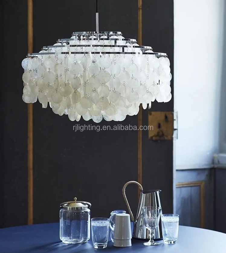 Nordic hotel Modern Dining Kitchen white seashell Pendant wedding Chandeliers Shell Lamp Pearl decorative LED light Living Room