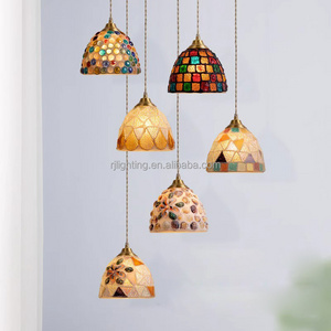 Classic luxury turkish boho led pendant lamp colorful customized lamp bar retro decoration restaurant brass chandelier