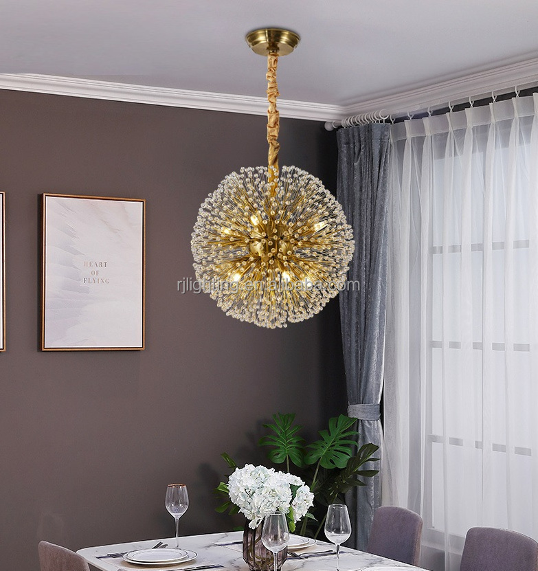 round ball kitchen lights restaurant hotel modern gold k9 pendant lamp decorative ceiling led crystal sputnik chandeliers