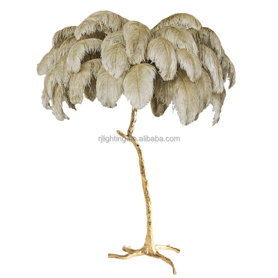 Floor Lamp Ostrich Feather Tree Stand Led Brass Custom Modern Style Villa Hotel Living Room Decorative Luxury 15 Nordic Lamp 80