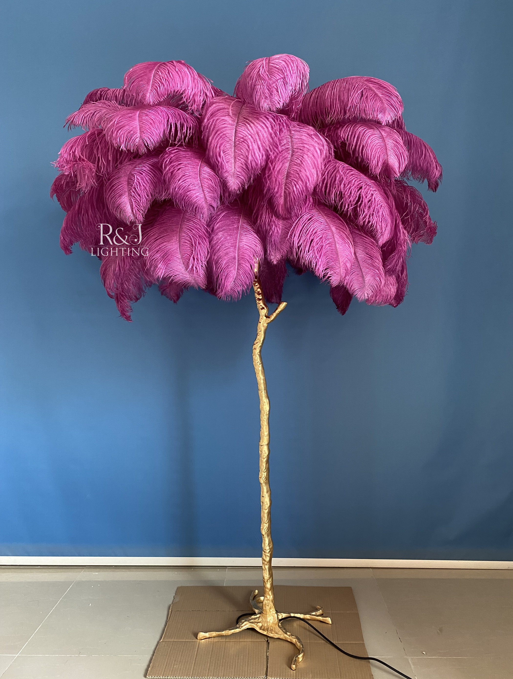 Floor Lamp Ostrich Feather Tree Stand Led Brass Custom Modern Style Villa Hotel Living Room Decorative Luxury 15 Nordic Lamp 80