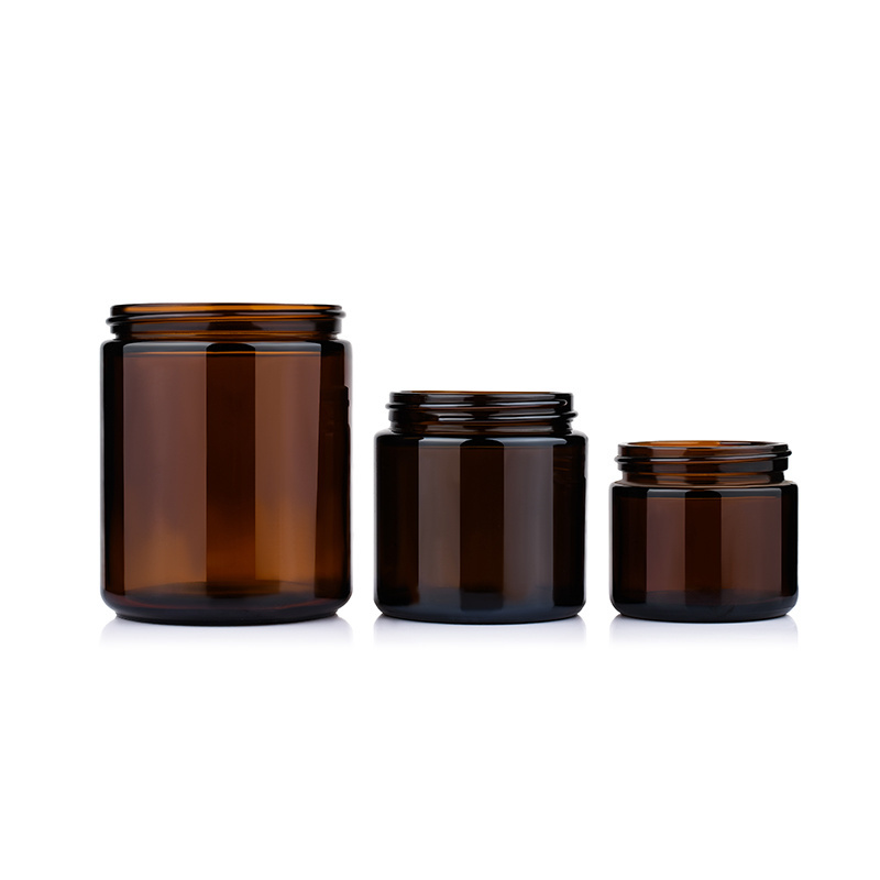 100ml 150ml 250ml 500ml empty Candle Aromatherapy wax cream clear amber straight Glass Jar with gold siver black screw metal lid