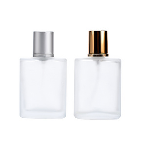 30ml 50ml 100ml frosted perfume glass bottle square glass bottle spray with aluminum cap