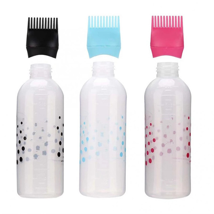 empty 6 oz hair oil dispensing salon color dye comb applicator squeeze Plastic Bottles with logo