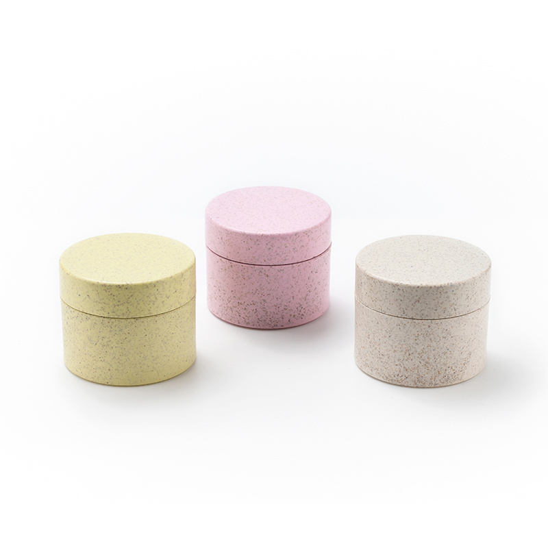 Sample free Multi color wheat biodegradable cosmetic containers Recyclable Wheat Straw Cream Jar With Screw Cap