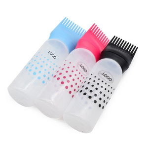 empty 6 oz hair oil dispensing salon color dye comb applicator squeeze Plastic Bottles with logo