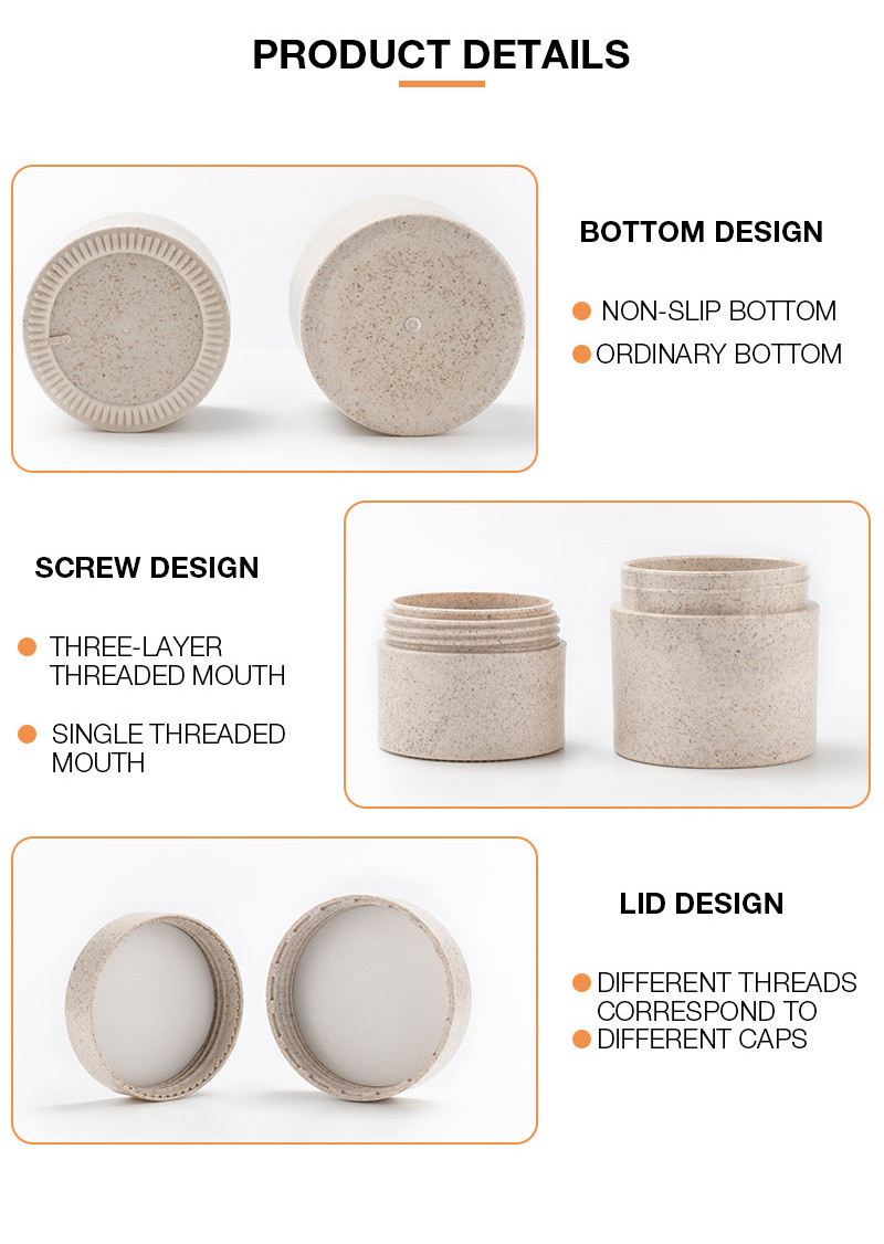 Sample free Multi color wheat biodegradable cosmetic containers Recyclable Wheat Straw Cream Jar With Screw Cap