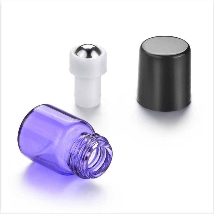 Essential oil packaging 1ml 2ml 3ml 5ml 10ml  clear amber pink purple green perfume glass roll on bottle