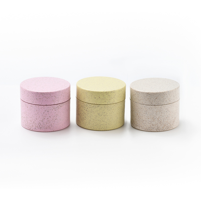 Sample free Multi color wheat biodegradable cosmetic containers Recyclable Wheat Straw Cream Jar With Screw Cap