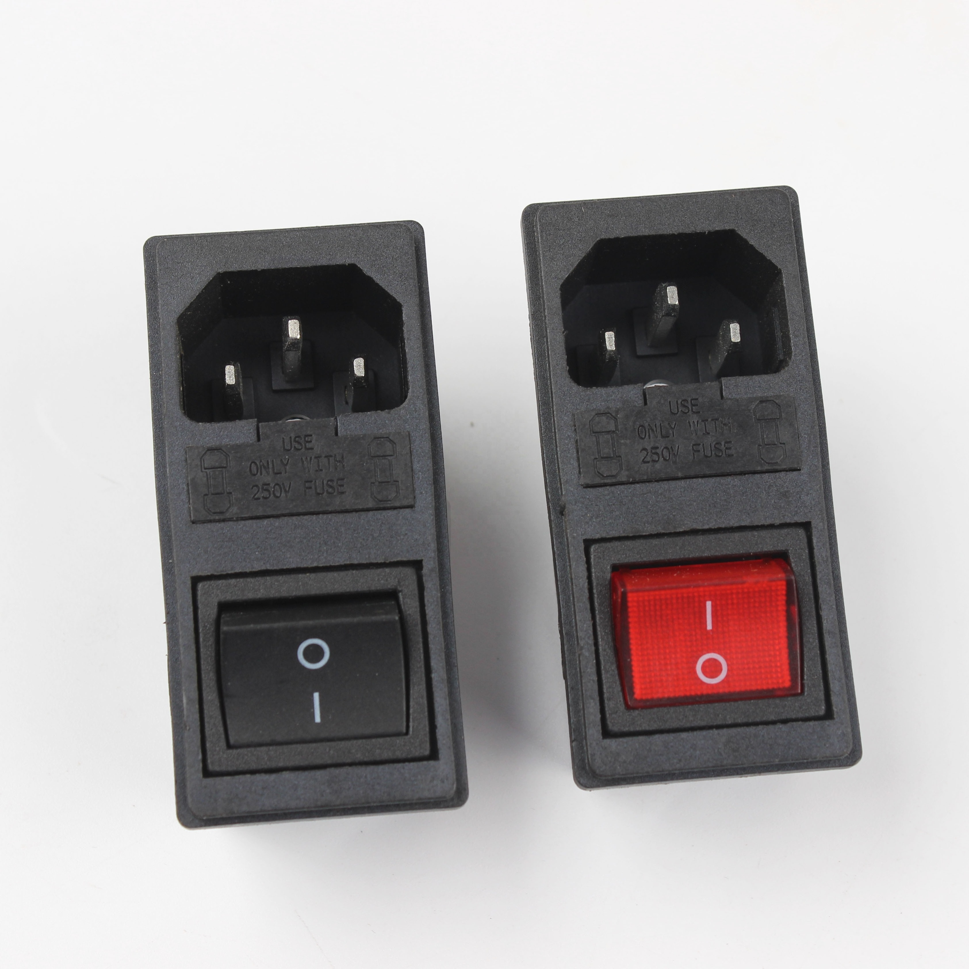 10A 250V 3Pin  C14 Inlet Connector Plug Fuse Holder Socket Switch with ears AC Male Power Socket