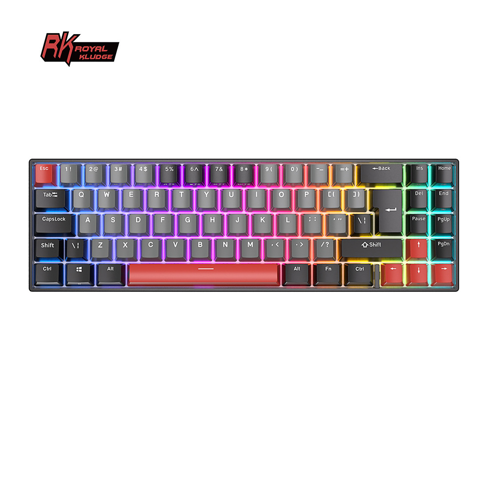 Royal Kludge Rk71 custom black red colorblock keycap wireless keyboard 70% game mechanical keyboard russian thai gaming keyboard