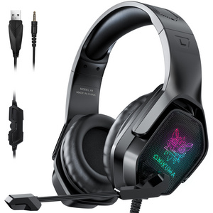 Onikuma X4 wired 3.5mm headphone pink noise reduction microphone gaming headset rgb with mic gamer led light