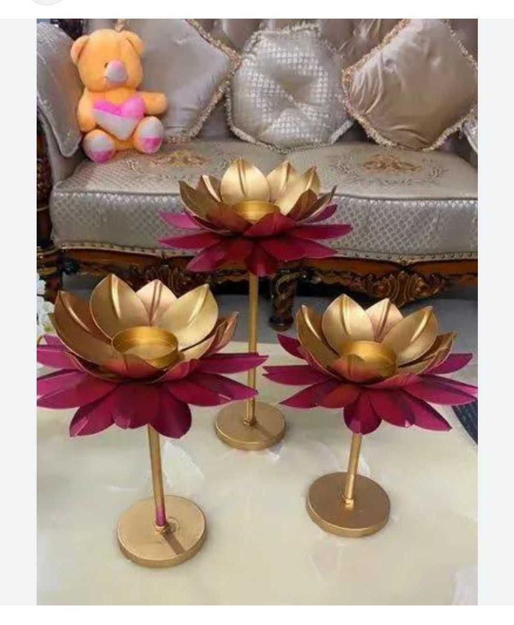 Most Selling Sunflower Shape Metal Candle Holder Stand set of three for Home and Office Decoration from India