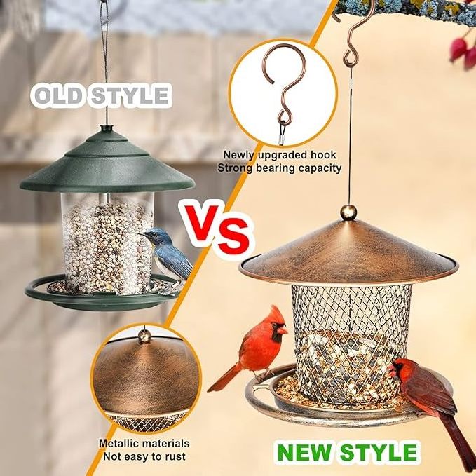 Squirrel Proof Bird Feeders Cute Lantern Bird Feeder Roof Shaped  Heavy Duty Metal Wild Bird Feeder with Hook for Garden Yard