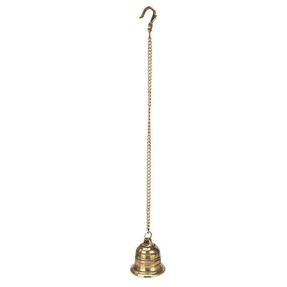 Brass Hanging Bell Solid Bell with Deep Sound Antique Style Home Decor For Wall Door Mandir Temple Pooja