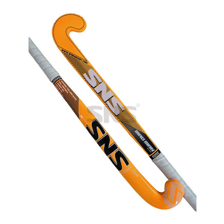 Custom Branded Field Hockey Stick Made of 30% Carbon 65% Fiberglass 5% Kevlar with Cushioned PU Grip