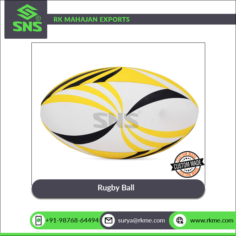 2023 New Arrival Hot Selling Hand Stitched High Air Retention Latex Bladder 4 Layer Rubber Rugby Ball from Indian Supplier