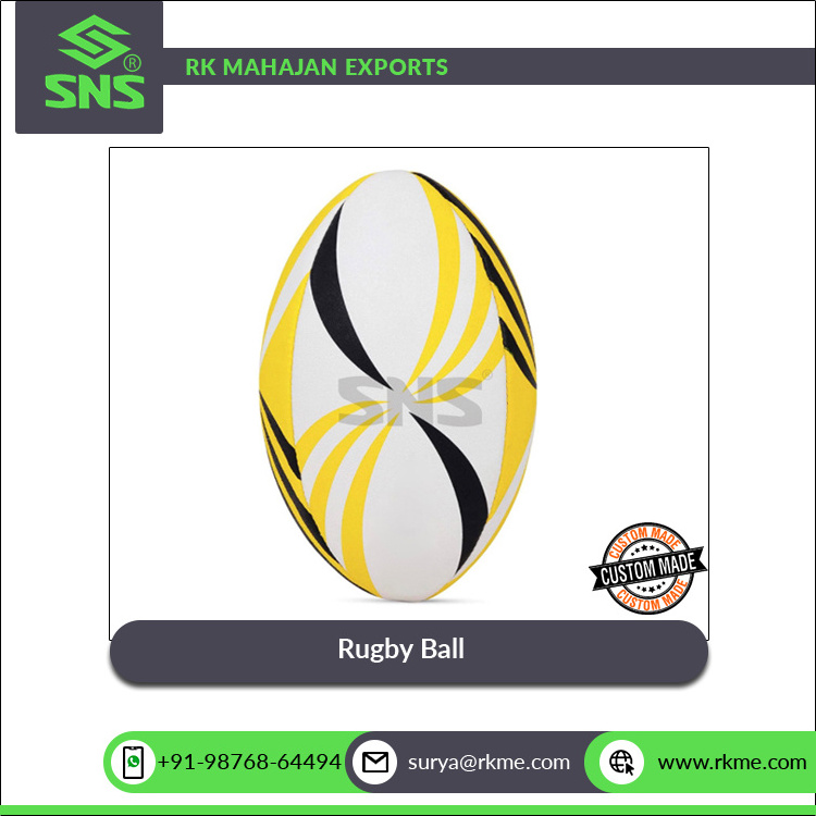 2023 New Arrival Hot Selling Hand Stitched High Air Retention Latex Bladder 4 Layer Rubber Rugby Ball from Indian Supplier