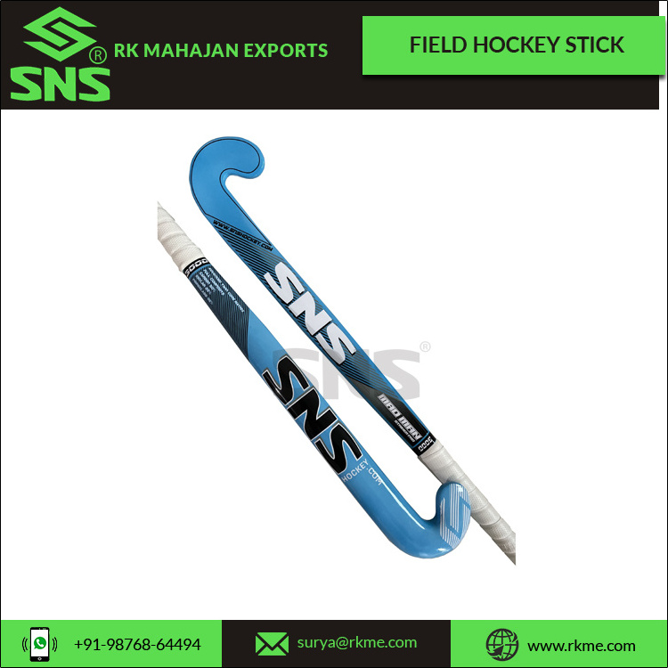 Custom Branded Field Hockey Stick Made of 30% Carbon 65% Fiberglass 5% Kevlar with Cushioned PU Grip