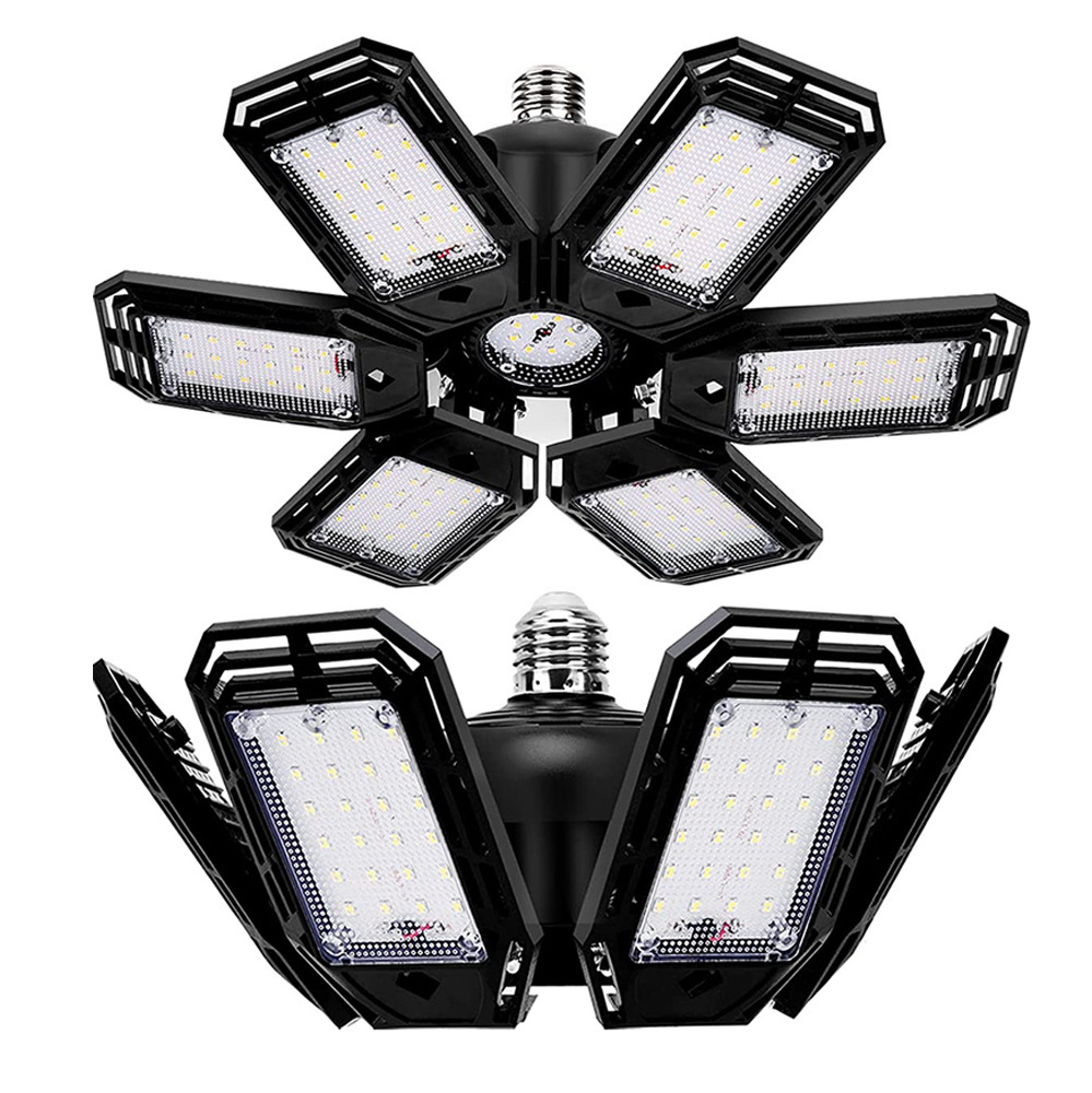 100W Foldable LED Garage Light with 6 Adjustable Panels deformable Warehouse ceiling light For Basement And Workshop