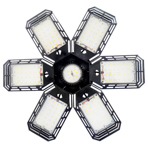 100W Foldable LED Garage Light with 6 Adjustable Panels deformable Warehouse ceiling light For Basement And Workshop