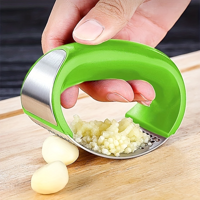 Hot Selling Kitchen Gadgets Ginger Mincer Garlic Crusher Handheld Stainless Steel Garlic Press Rocker Steel Garlic Press