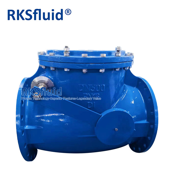 Factory manufacturing BS5153 sewage check valve PN16 GGG50 NBR rubber resilient sealing flanged swing check valve