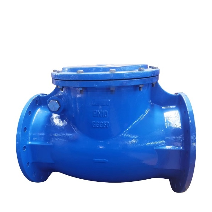 Factory manufacturing BS5153 sewage check valve PN16 GGG50 NBR rubber resilient sealing flanged swing check valve