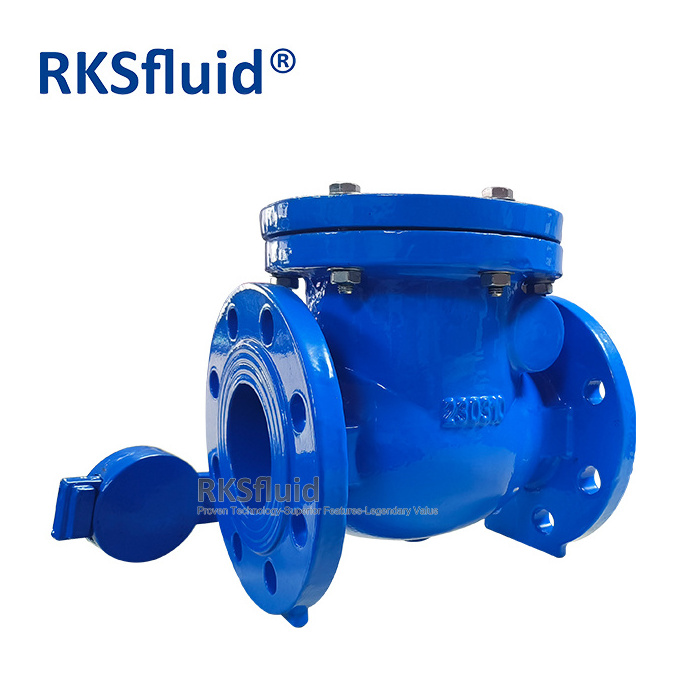 DIN3202-F6 DN80 PN16 ductile cast iron double flange swing check valve with lever and count weight