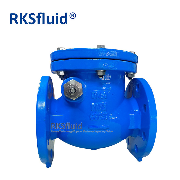 DIN3202-F6 DN80 PN16 ductile cast iron double flange swing check valve with lever and count weight