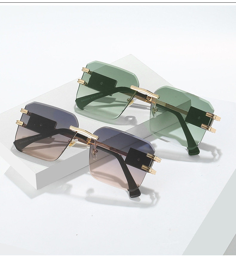 2024 Luxury Brand Designer Sunglasses Fashion Retro Square Rimless PC Glasses Outdoor Visor Sunglasses