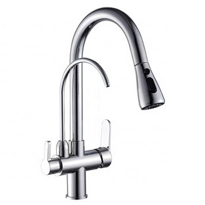 JX-1035 Modern Mixer Double Handle Outlet Tap Brass Sink Faucet Drinking Water Faucet Pull Out Kitchen Tap Filter