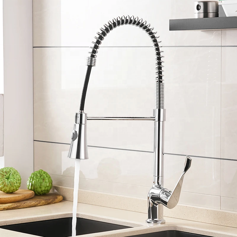 JX-1053 High Quality Brass kitchen Spring Pull Down Adjustable Telescopic kitchen Sink Faucet