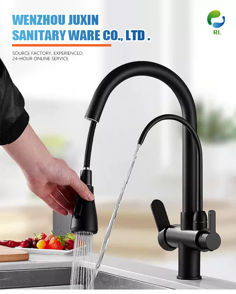 Modern 304 Stainless Steel Single-Handle Pull Down Kitchen Sink Faucet