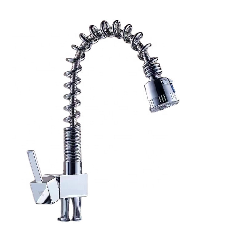 Brass Plated Single-Handle Dual-Function Spring-Pull-Out Kitchen Faucet