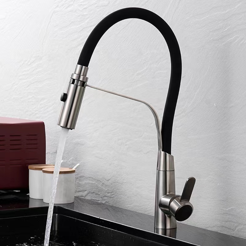 2023 Hot Sale Silicon Spout Pull Down Kitchen Tap 360 Degree Rotatable Design Kitchen Faucet