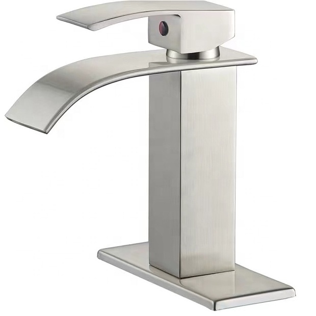 JX-1061 Brushed Gold Basin Waterfall Spout Hot And Cold Water Mixer Faucet Bathroom Basin Faucet