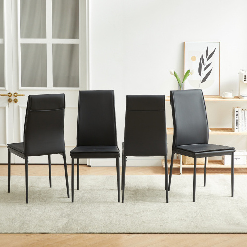 factory black Dining chairs set of 4,  modern kitchen chair with metal leg dining room furniture