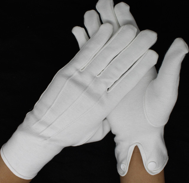 Custom Logo Breathable Uniform Doorman Formal Tuxedo Parade Honor Guard Costume White Cotton Gloves