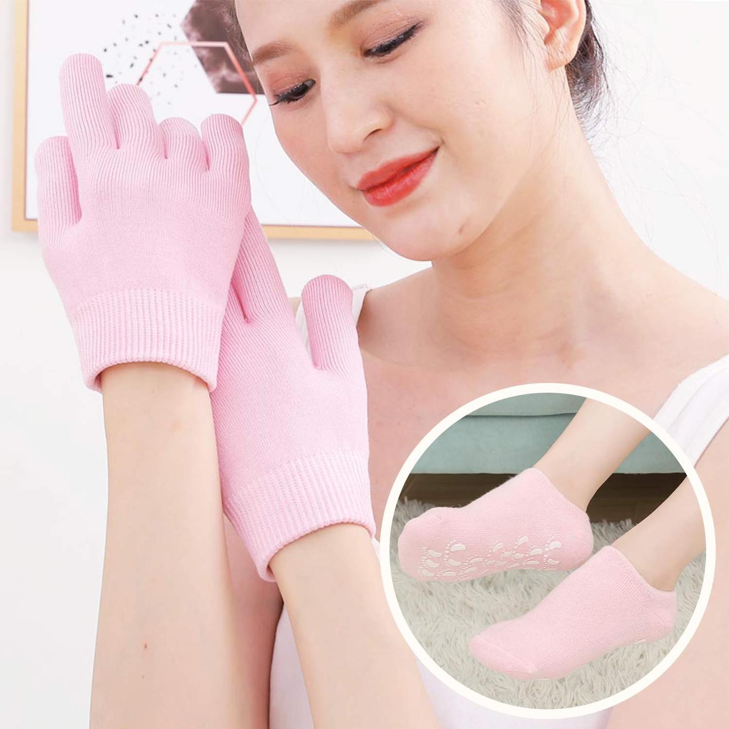 Reusable Custom Personal Hands Feet Whitening Skin Care Spa Moisturizing Gel Gloves and Socks