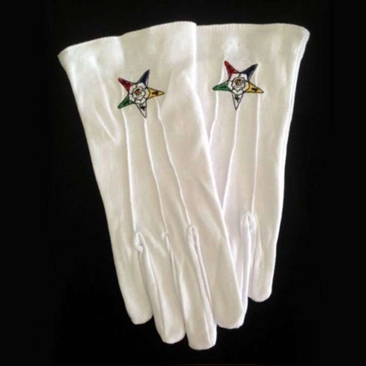 En387 High Quality Multi Purpose Work White Coles Church Masonic Cotton Regalia Gloves With Embroidery Logo