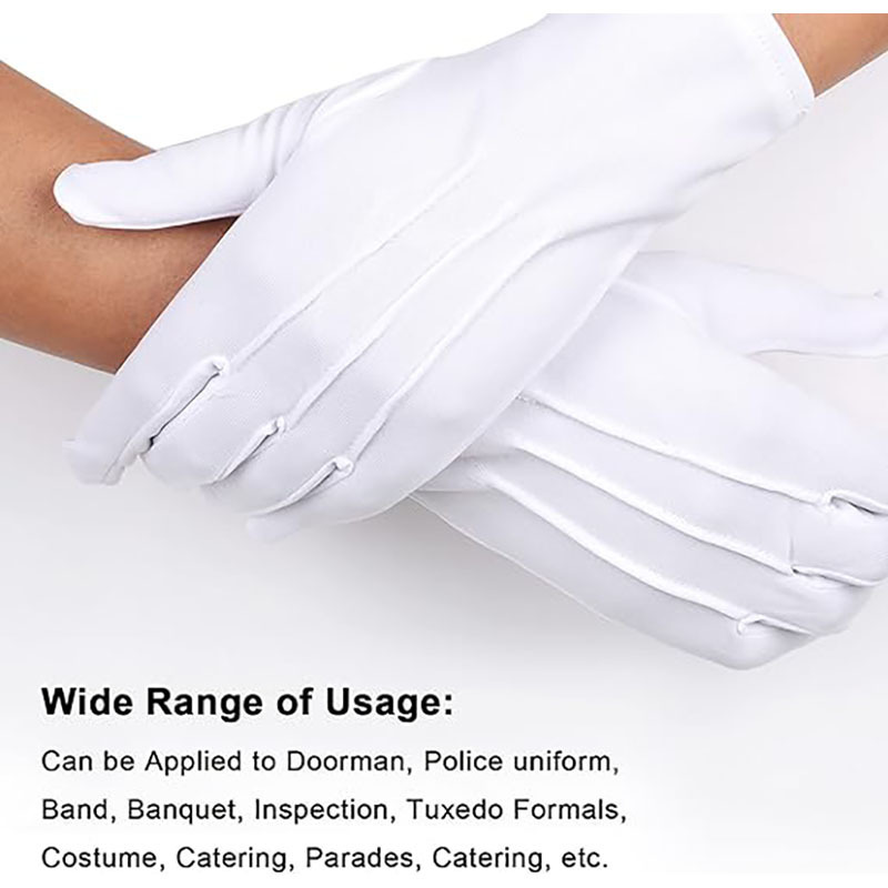 White Nylon Cotton  Waiters Drivers Jewelry Workers Ceremonial Formal Tuxedo Guard Parade Costume Gloves