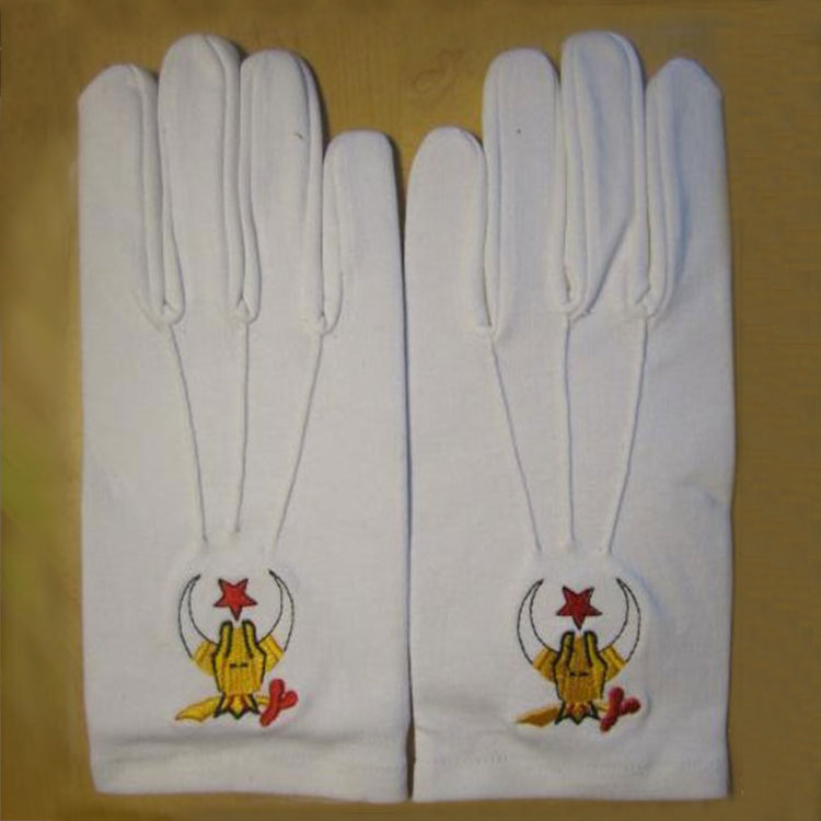 En387 High Quality Multi Purpose Work White Coles Church Masonic Cotton Regalia Gloves With Embroidery Logo