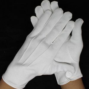 100% Cotton White Comfortable 240g Plastic Buckle Marching Tuxedo Guard Banquet Dress Gloves For Parade Formal