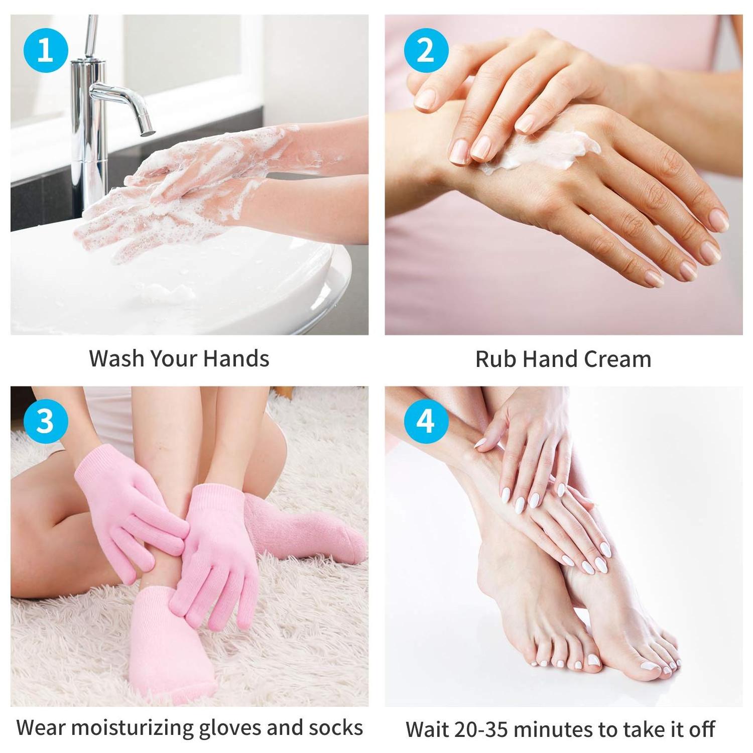 Reusable Custom Personal Hands Feet Whitening Skin Care Spa Moisturizing Gel Gloves and Socks