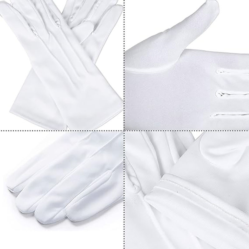 White Nylon Cotton  Waiters Drivers Jewelry Workers Ceremonial Formal Tuxedo Guard Parade Costume Gloves